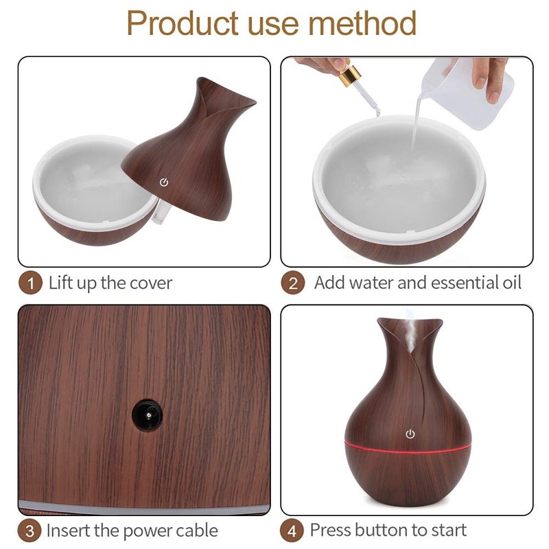 woobles Essential Oil Diffuser Oil Diffusers Air Diffusers Aroma Diffuser Mist Diffuser Diffusers Humidifier Portable Aromatherapy Yoga Office Bedroom Baby Room,Wood Grain[Brown] - Image 2